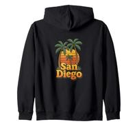 San Diego Coastal Vintage Sun California Beach Vibes Zip Hoodie