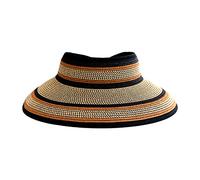 San Diego Hat Co. Women's Ultrabraid Visor with Ribbon Trim and Black Velcro, Mixed Brown, One Size