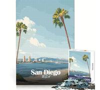 San Diego Palm Tree Skyline Teenager Jigsaw Puzzles 1000 Pieces Smart Training Light Recreation Flawless Cut Festive Surprise size 38x52cm