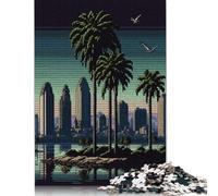 San Diego Pixel Art Jigsaw Puzzles Puzzles for Adults Kids. 1000 Pieces Impossible Challenge Toy Educational Game Home Decoration for Educational Games Gifts 1000pcs (38x26cm)