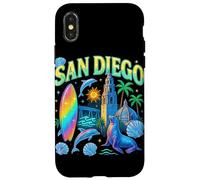 San Diego Retro Bootleg Surf Coastline Landmark Art Case for iPhone X/XS