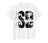San Diego SD Palm Tree Skyline Distressed City T-Shirt
