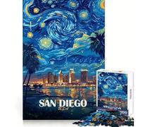 San Diego Starry Night Illustration 1000 Piece Jigsaw Puzzles for Adults Jigsaw Think Toy Home Enjoy Fine Cut Santa Wish Gift (38x26cm)