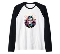 San Diego Sugar Skull Synthwave Retro Baseball 80s Raglan Baseball Tee