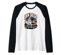 San Diego Sugar Skull with Low Rider Baseball Raglan Baseball Tee