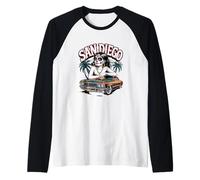 San Diego Sugar Skull with Low Rider Baseball Raglan Baseball Tee