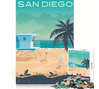 San Diego Travel Poster 1000 Teenager Pieces Jigsaw Puzzle Brain Memory Peaceful Fun Tight Lock size 38x52cm