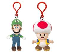 SAN-EI Nintendo Plush Keychain Bundle - Luigi & Toad