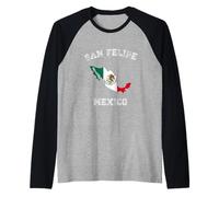 San Felipe Mexico Classic Mexico Flag Map Design Raglan Baseball Tee