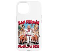 San Fermoín Pamplona 2025 Man and Bulls on the run Case for iPhone 15