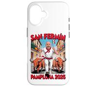 San Fermoín Pamplona 2025 Man and Bulls on the run Case for iPhone 16