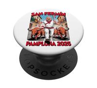 San Fermoín Pamplona 2025 Man and Bulls on the run PopSockets Adhesive PopGrip