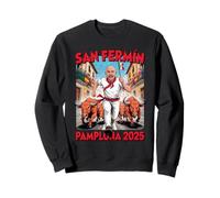 San Fermoín Pamplona 2025 Man and Bulls on the run Sweatshirt