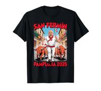 San Fermoín Pamplona 2025 Man and Bulls on the run T-Shirt