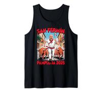 San Fermoín Pamplona 2025 Man and Bulls on the run Tank Top