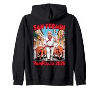 San Fermoín Pamplona 2025 Man and Bulls on the run Zip Hoodie