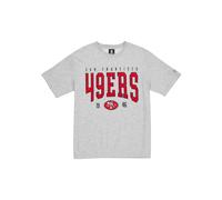 SAN FRANCISCO 49ERS New Era Cap NFL Oversized T-Shirt Satin Applique Patch Logo Heather Gray Unisex