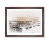 San Francisco Beyond The Hills In Abstract Modern Art Framed Wall Art Print, Ready to Hang Picture for Living Room Bedroom Home Office Décor, Walnut A4 (34 x 25 cm)
