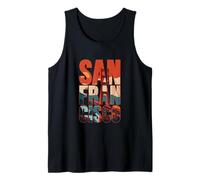 San Francisco Bold Letters Golden Gate Bridge Retro Skyline Tank Top