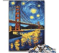 San Francisco Bridge at Night Adult Jigsaw Puzzles 2000, Challenging Game And Family Play with Matching Poster And Trivia Sheet (70x100cm)