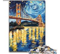 San Francisco Bridge at Night Adult Jigsaws 1000 Piece, Educational Games DIY Toys with Matching Poster And Trivia Sheet for Age 14+ 50x75cm