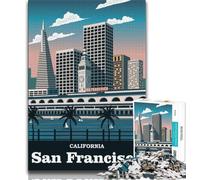 San Francisco Ca Travel US Adult Jigsaw Puzzles 1000,Learning Educational Toys Family Games with Matching Poster And Trivia Sheet 38x26cm