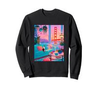 San Francisco Calico Cat GoldenGate Bridge Retro Artwork Sweatshirt