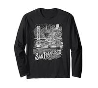 San Francisco California SF Bay Area Skyline and Golden Gate Long Sleeve T-Shirt