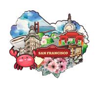 San Francisco California USA America Fridge Magnet Wooden Collection 3D Wood Handmade Travel City Souvenirs Refrigerator Magnet Home Decoration Gift -8
