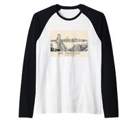 San Francisco California Vintage Skyline Drawing Raglan Baseball Tee