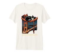 San Francisco Cat Tshirt Golden Gates Bridge Reading Books Premium T-Shirt