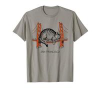 San Francisco Cat Tshirt Golden Gates Bridge Reading Books T-Shirt