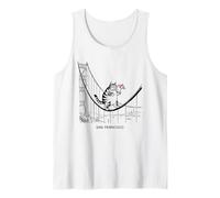 San Francisco Cat Tshirt Golden Gates Bridge Reading Books Tank Top
