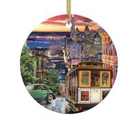 San Francisco Christmas Tree Ceramic Hanging Xmas Tree Decoration Bauble Round Ceramic Decorations Decorative Home Decoration