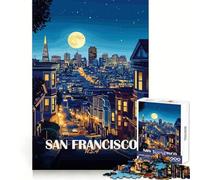 San Francisco Cityscape at Night Hard Jigsaw Puzzle for Adults 1000 Pieces Recall Skill Relaxed Leisure Crisp Edges size 50x75cm
