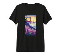 San Francisco: Golden Gate and Purple Flowers Premium T-Shirt