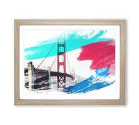 San Francisco Golden Gate Bridge 2 V2 Modern Framed Wall Art Print, Ready to Hang Picture for Living Room Bedroom Home Office Décor, Oak A3 (46 x 34 cm)