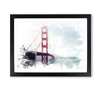 San Francisco Golden Gate Bridge 2 V3 Modern Framed Wall Art Print, Ready to Hang Picture for Living Room Bedroom Home Office Décor, Black A3 (46 x 34 cm)