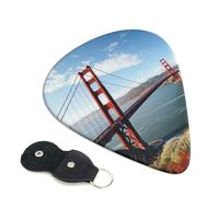 San Francisco Golden Gate Bridge 6 Pack Guitar Picks With Holder, Personalized Guitar Plectrums Non-Slip Portable Ukulele Bass Picks 0.46mm For Acoustic Guitar Lovers Gifts