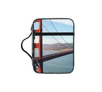 San Francisco Golden Gate Bridge Bible Cover with Zipper, Bible Case Organizer with Handle, Water-Resistant Oxford Fabric Bible Bag for Women Men 27x20cm