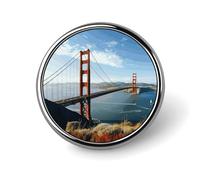 San Francisco Golden Gate Bridge Button Pins - Personalized Round Badges for Women Men Custom Photo Buttons for Backpack Cloth Decoration Souvenir Gifts, Metal Badge Brooch Party Costume Accessory