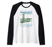 San Francisco Golden Gate Bridge California Raglan Baseball Tee