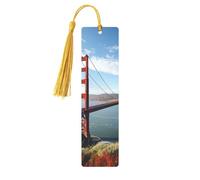 San Francisco Golden Gate Bridge Metal Bookmarks with Gold Tassels Handmade Double-Sided Printed Book Marks Page Markers Book Accessories Gift for Book Lovers Women Men