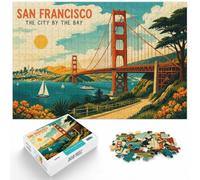 San Francisco Golden Gate Bridge Poster Jigsaw Puzzle, 1000 Piece | For winter days with time to puzzle: Adult jigsaw puzzle with 1000 pieces offers for the Christmas break.