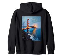 San Francisco Golden Gate Bridge Starry Fogscape Pop Zip Hoodie