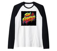 San Francisco Graffiti Golden Gate Bridge Art Raglan Baseball Tee