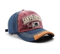 San Francisco Hat Distressed Ragged Style Baseball Cap, Blue, M-L