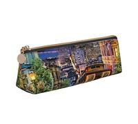 San Francisco Leather Pencil Case Slim Design Pen Bag with Metallic Zipper Pocket Size for Or Student Office College Middle School Pen Pouch