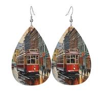 (San Francisco) Lightweight Leather Earrings For Women Elegant Dangle Drop Earrings For Casual Party Everyday Wear