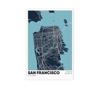 San Francisco Map, California, CA Poster Print Decorative Painting Canvas Wall Art Living Room Posters Bedroom Painting 12x18inch(30x45cm)